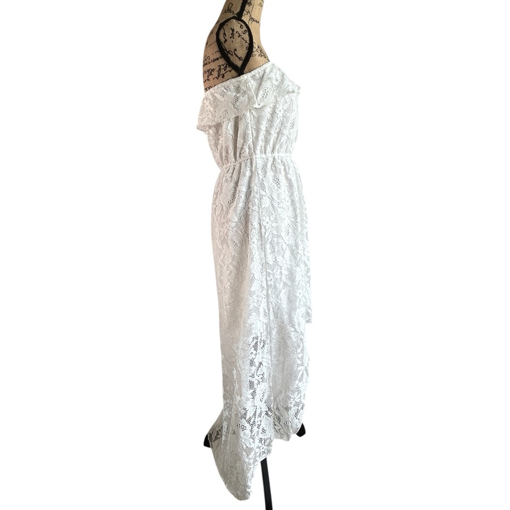 Trixxi White Lace Strapless High/Low Dress Size Medium - Picture 6 of 13